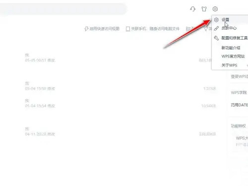 WPS左上角设置选项