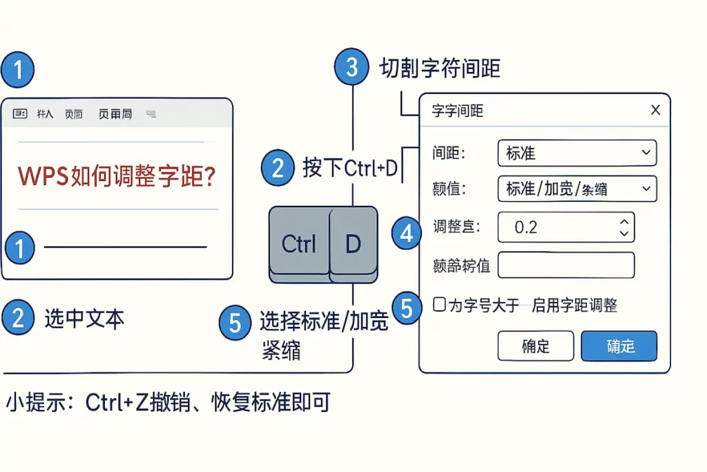 wps字间距Ctrl+D调整方法