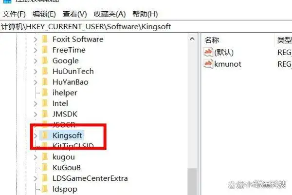 HKEY_CURRENT_USER\Software\kingsoft